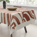 Dark Terracotta Abstract Leaf Artwork Tablecloth Gallery Image 3
