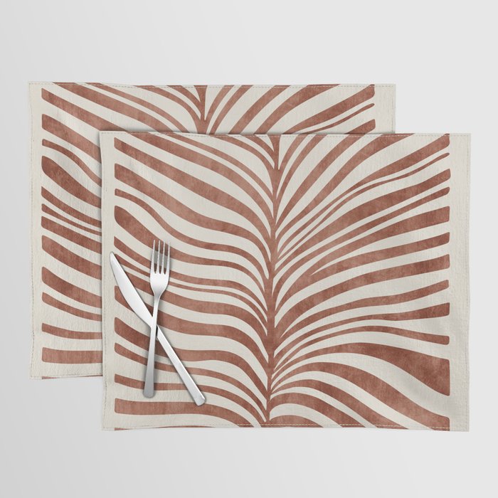 Dark Terracotta Abstract Leaf Artwork Placemat Gallery Image 1