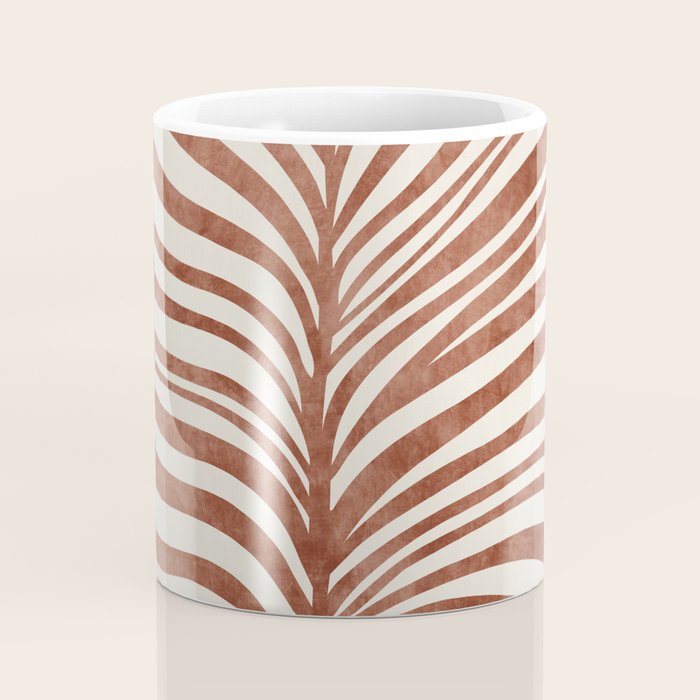 Dark Terracotta Abstract Leaf Artwork Coffee Mug Gallery Image 4