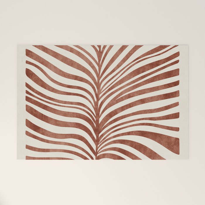 Dark Terracotta Abstract Leaf Artwork Welcome Mat Gallery Image 1