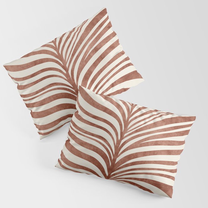 Dark Terracotta Abstract Leaf Artwork Pillow Sham Gallery Image 1