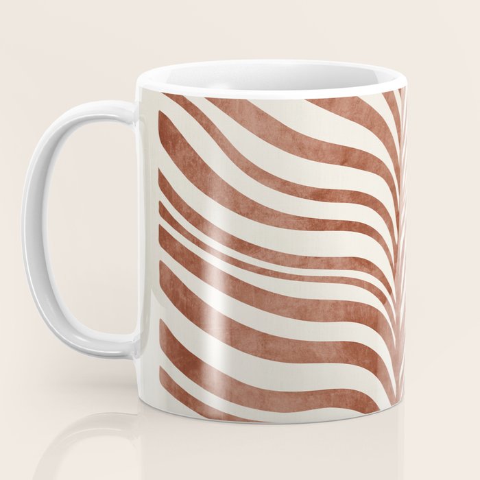 Dark Terracotta Abstract Leaf Artwork Coffee Mug Gallery Image 3