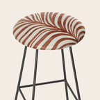 Dark Terracotta Abstract Leaf Artwork Stool Gallery Image 2