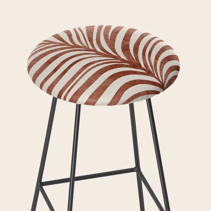 Dark Terracotta Abstract Leaf Artwork Stool Gallery Image 2