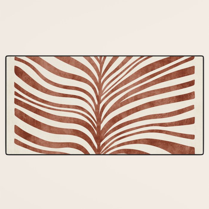 Dark Terracotta Abstract Leaf Artwork Desk Mat Gallery Image 3