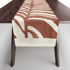 Dark Terracotta Abstract Leaf Artwork Table Runner Gallery Image 1