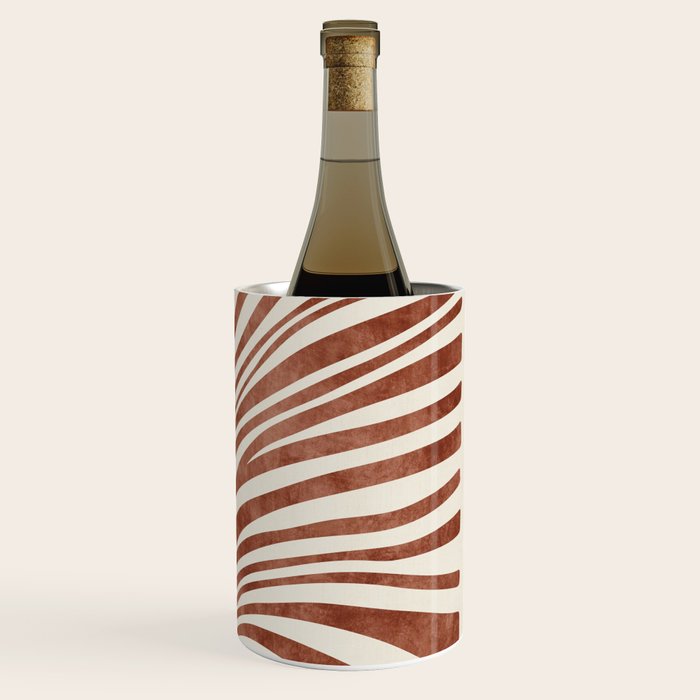 Dark Terracotta Abstract Leaf Artwork Wine Chiller Gallery Image 3