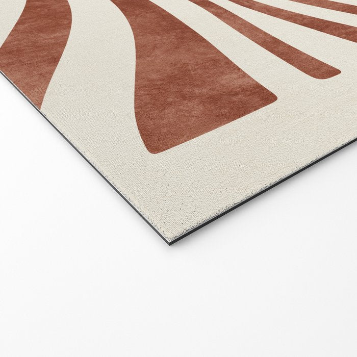 Dark Terracotta Abstract Leaf Artwork Welcome Mat Gallery Image 2