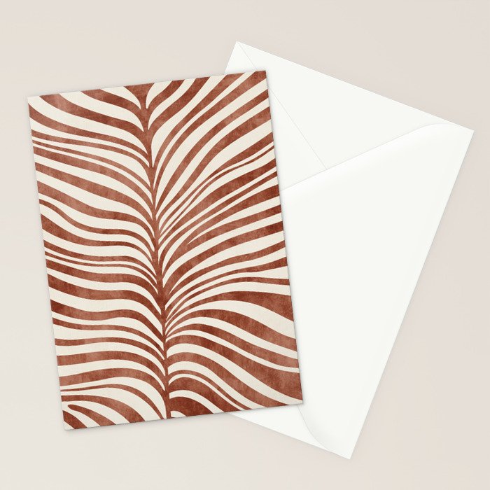 Dark Terracotta Abstract Leaf Artwork Stationery Card Gallery Image 2