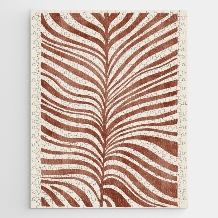Dark Terracotta Abstract Leaf Artwork Jigsaw Puzzle Gallery Image 1