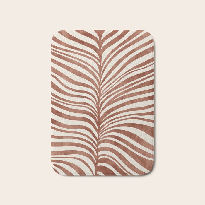 Dark Terracotta Abstract Leaf Artwork Bath Mat Gallery Image 1
