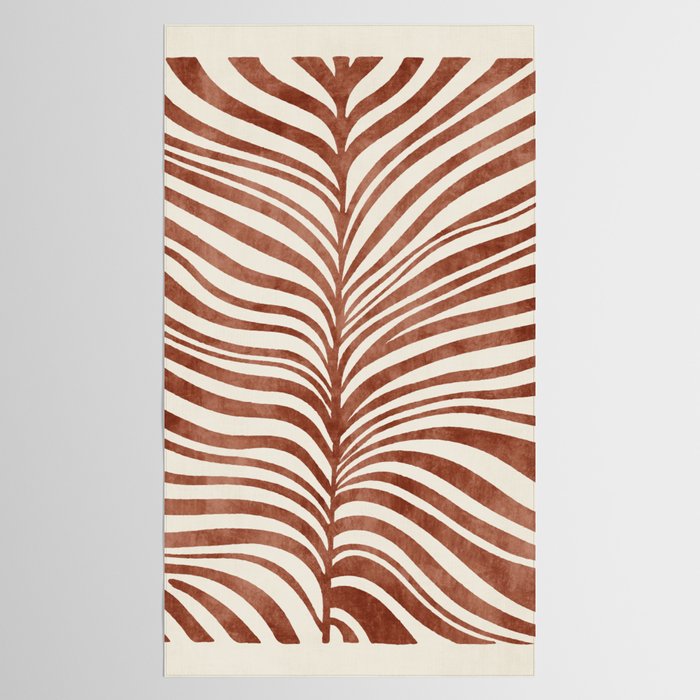 Dark Terracotta Abstract Leaf Artwork Tablecloth Gallery Image 2