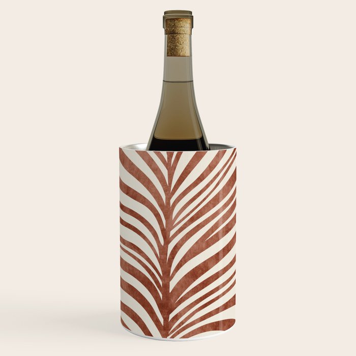 Dark Terracotta Abstract Leaf Artwork Wine Chiller Gallery Image 1