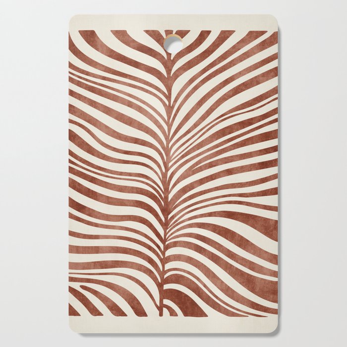 Dark Terracotta Abstract Leaf Artwork Cutting Board Gallery Image 1