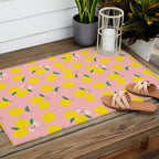 Vintage lemon fruit branch cartoon pattern Outdoor Rug Gallery Image 2