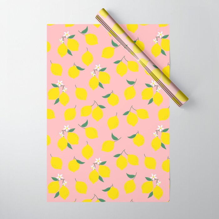 Vintage lemon fruit branch cartoon pattern Wrapping Paper Gallery Image 1