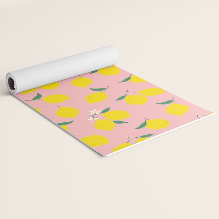Vintage lemon fruit branch cartoon pattern Yoga Mat Gallery Image 2