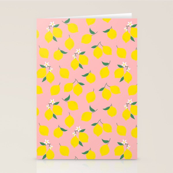 Vintage lemon fruit branch cartoon pattern Stationery Card Gallery Image 2