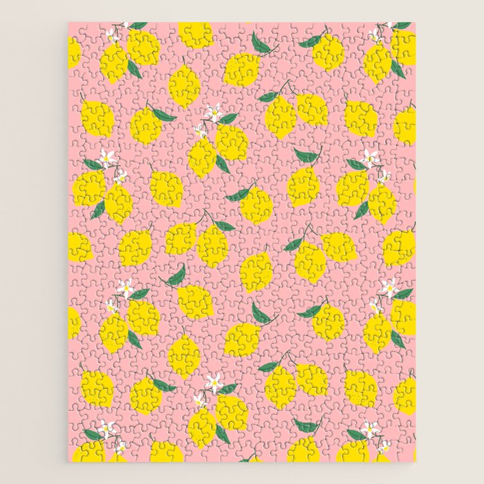 Vintage lemon fruit branch cartoon pattern Jigsaw Puzzle Gallery Image 1