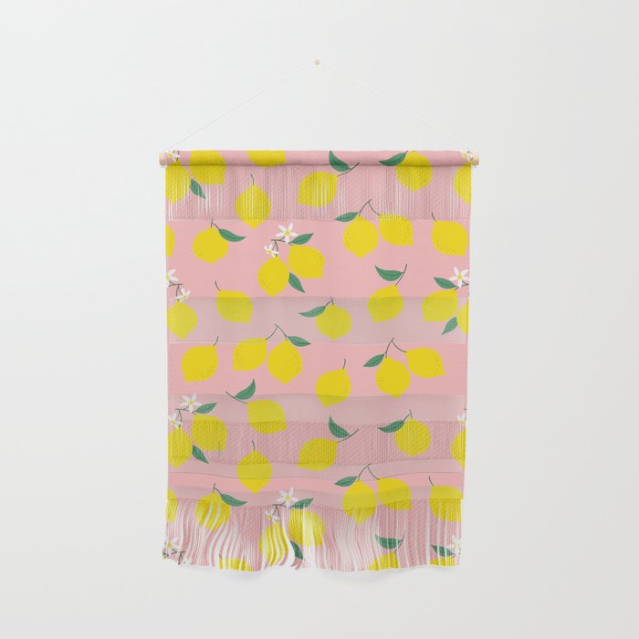 Vintage lemon fruit branch cartoon pattern Wall Hanging Gallery Image 1
