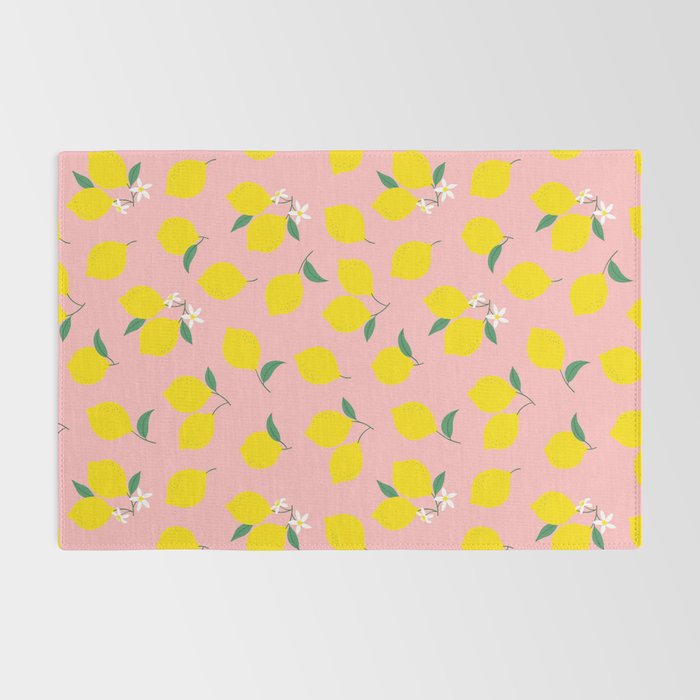 Vintage lemon fruit branch cartoon pattern Rug Gallery Image 2