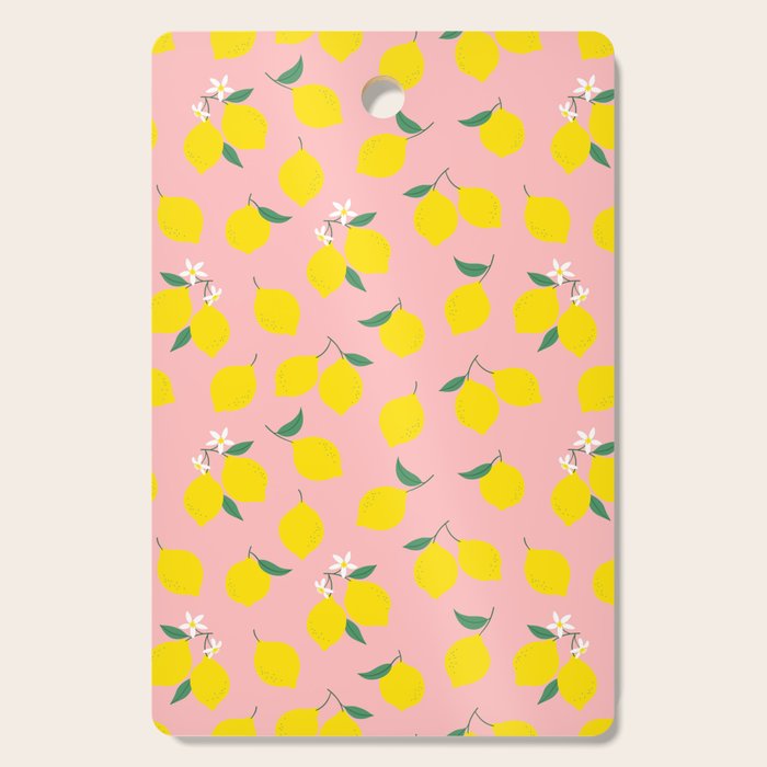 Vintage lemon fruit branch cartoon pattern Cutting Board Gallery Image 1