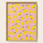 Vintage lemon fruit branch cartoon pattern Serving Tray Gallery Image 1