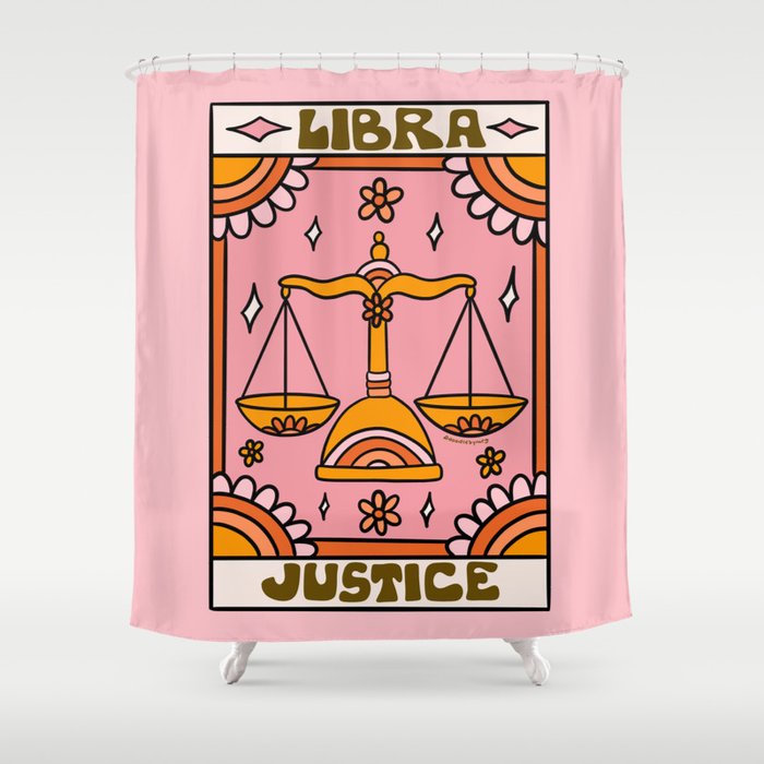 Libra Tarot Card Shower Curtain Gallery Image 1