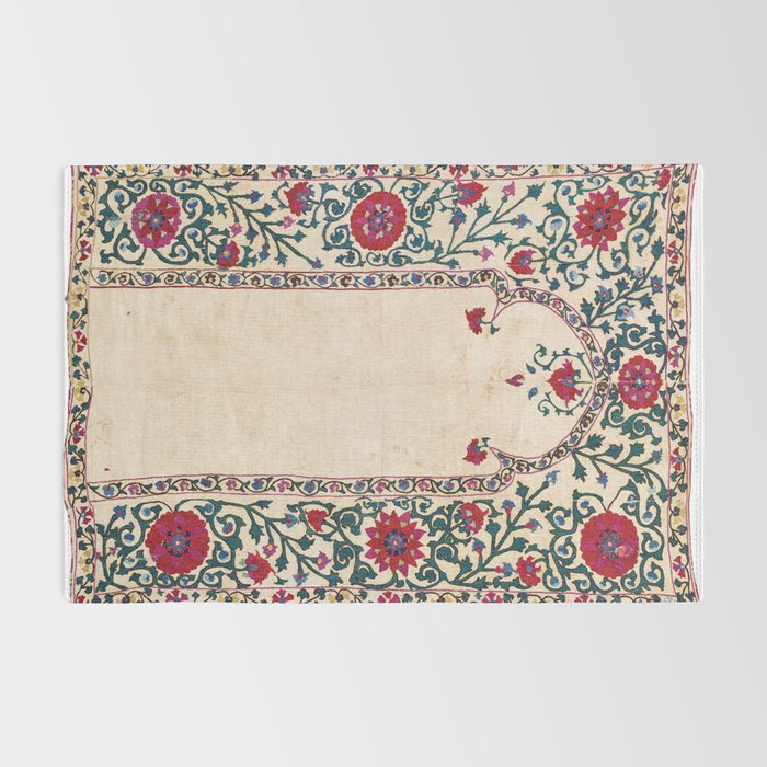 Shakhrisyabz Suzani Joynamoz Uzbekistan Floral Embroidery Print Rug Gallery Image 2