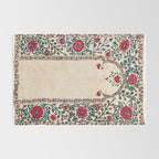 Shakhrisyabz Suzani Joynamoz Uzbekistan Floral Embroidery Print Rug Gallery Image 2