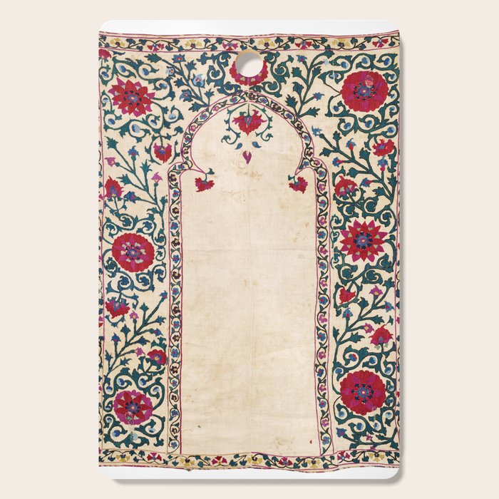 Shakhrisyabz Suzani Joynamoz Uzbekistan Floral Embroidery Print Cutting Board Gallery Image 1