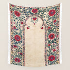 Shakhrisyabz Suzani Joynamoz Uzbekistan Floral Embroidery Print Wall Tapestry Gallery Image 4