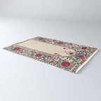 Shakhrisyabz Suzani Joynamoz Uzbekistan Floral Embroidery Print Rug Gallery Image 3