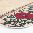 Shakhrisyabz Suzani Joynamoz Uzbekistan Floral Embroidery Print Bath Mat Gallery Image 3