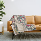 Shakhrisyabz Suzani Joynamoz Uzbekistan Floral Embroidery Print Throw Blanket Gallery Image 1