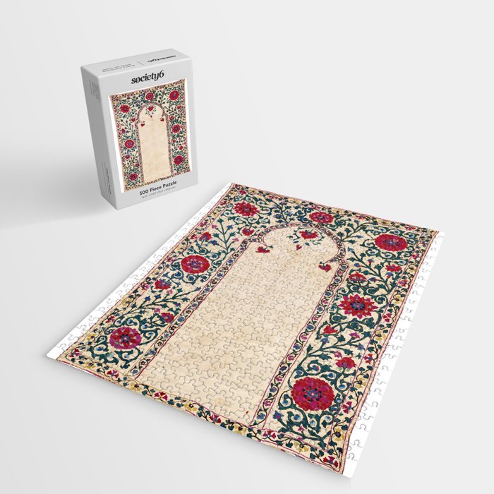 Shakhrisyabz Suzani Joynamoz Uzbekistan Floral Embroidery Print Jigsaw Puzzle Gallery Image 2