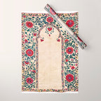 Shakhrisyabz Suzani Joynamoz Uzbekistan Floral Embroidery Print Wrapping Paper Gallery Image 1