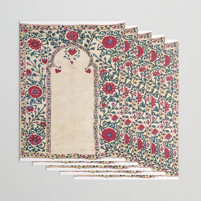 Shakhrisyabz Suzani Joynamoz Uzbekistan Floral Embroidery Print Wrapping Paper Gallery Image 3