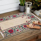 Shakhrisyabz Suzani Joynamoz Uzbekistan Floral Embroidery Print Outdoor Rug Gallery Image 2