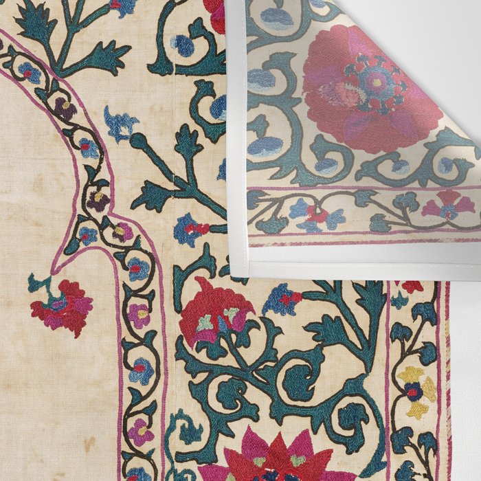 Shakhrisyabz Suzani Joynamoz Uzbekistan Floral Embroidery Print Wall Tapestry Gallery Image 3