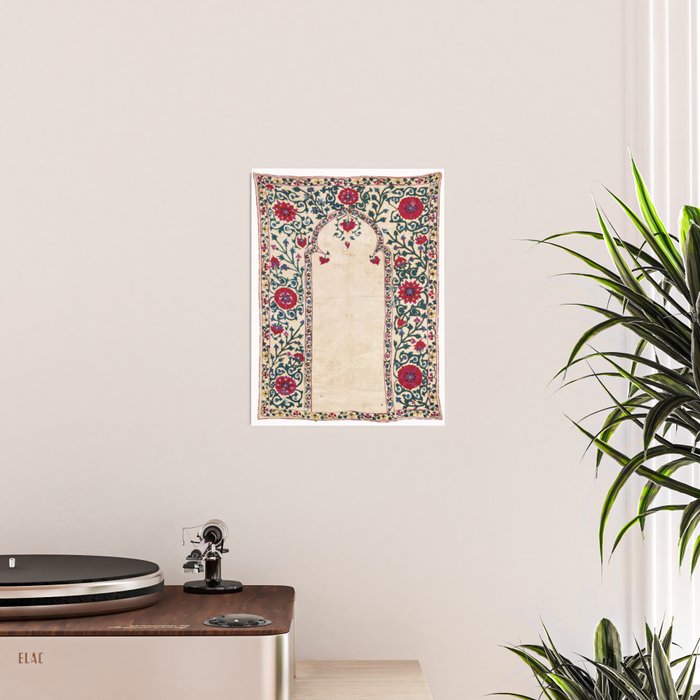 Shakhrisyabz Suzani Joynamoz Uzbekistan Floral Embroidery Print Poster Gallery Image 2