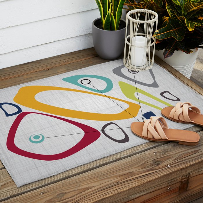 Mid Century Modern Art Outdoor Rug Gallery Image 2