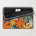 Retro 60s 70s Aesthetic Floral Pattern in Blue Mustard Orange Eucalyptus Laptop Sleeve Gallery Image 2