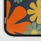 Retro 60s 70s Aesthetic Floral Pattern in Blue Mustard Orange Eucalyptus Laptop Sleeve Gallery Image 3
