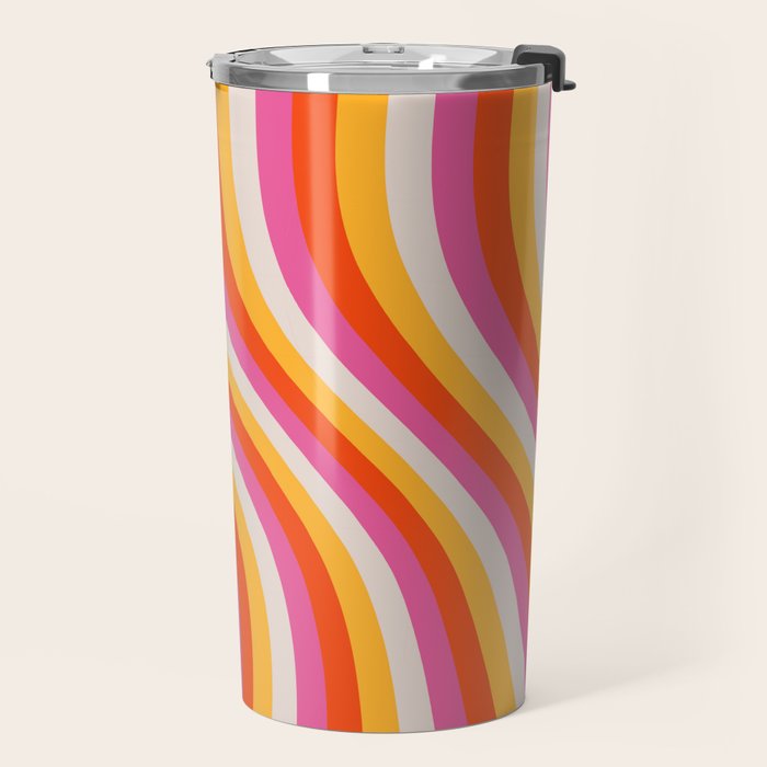 Wavy Retro Stripes Travel Mug Gallery Image 2