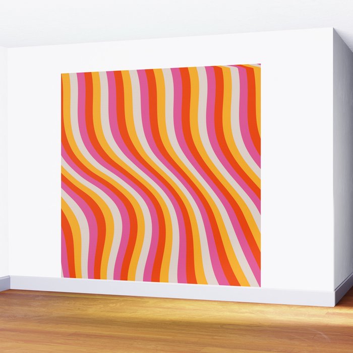 Wavy Retro Stripes Wall Mural Gallery Image 2