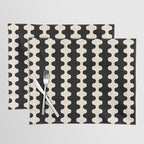 Black and Cream Ogee A-Go-Go Retro Pop Wavy Stripe Pattern Placemat Gallery Image 1