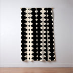 Black and Cream Ogee A-Go-Go Retro Pop Wavy Stripe Pattern Window Curtain Gallery Image 3