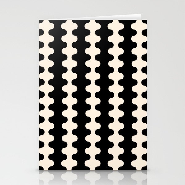 Black and Cream Ogee A-Go-Go Retro Pop Wavy Stripe Pattern Stationery Card Gallery Image 2