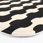 Black and Cream Ogee A-Go-Go Retro Pop Wavy Stripe Pattern Bath Mat Gallery Image 3